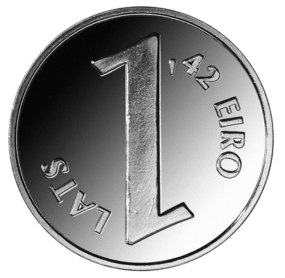 Latvian 1 Lats Parity coin reverse