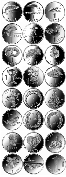 All special commemorative Latvian 1 Lats coins